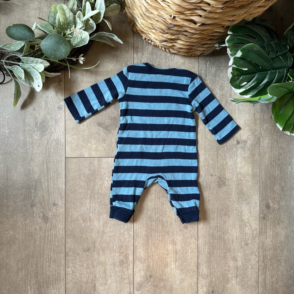 Carter’s Blue Striped Baby Bear Long Sleeve Romper One Piece Size Newborn - Picture 4 of 13